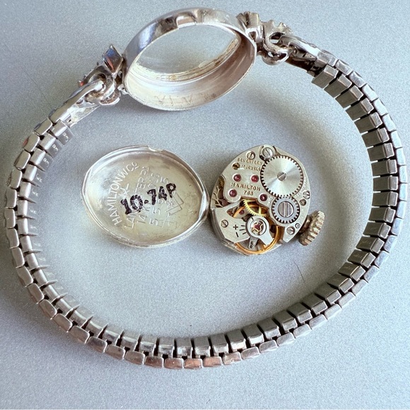 Vintage Lady Hamilton 14k White Gold Diamond 17 Jewels Watch Barn Yard F… - Picture 9 of 13